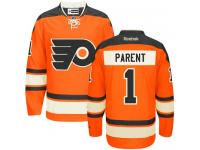 #1 Authentic Bernie Parent Orange Reebok NHL New Third Youth Jersey Philadelphia Flyers