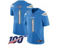 #1 Limited Ty Long Electric Blue Football Alternate Youth Jersey Los Angeles Chargers Vapor Untouchable 100th Season