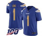 #1 Limited Ty Long Electric Blue Football Youth Jersey Los Angeles Chargers Rush Vapor Untouchable 100th Season