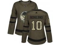 #10 Adidas Authentic Patrik Berglund Women's Green NHL Jersey - Buffalo Sabres Salute to Service