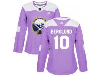 #10 Adidas Authentic Patrik Berglund Women's Purple NHL Jersey - Buffalo Sabres Fights Cancer Practice