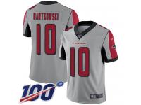 #10 Limited Steve Bartkowski Silver Football Men's Jersey Atlanta Falcons Inverted Legend Vapor Rush 100th Season