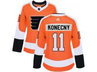 #11 Authentic Travis Konecny Orange Adidas NHL Home Women's Jersey Philadelphia Flyers