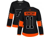 #11 Authentic Travis Konecny Orange Reebok NHL New Third Women's Jersey Philadelphia Flyers