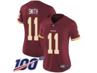 #11 Limited Alex Smith Burgundy Red Football Home Women's Jersey Washington Redskins Vapor Untouchable 100th Season