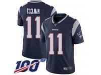 #11 Limited Julian Edelman Navy Blue Football Home Youth Jersey New England Patriots Vapor Untouchable 100th Season