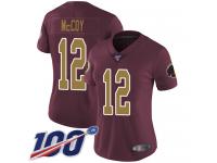 #12 Limited Colt McCoy Burgundy Red Football Alternate Women's Jersey Washington Redskins Vapor Untouchable 100th Season 80th Anniversary