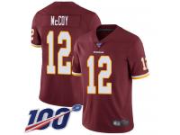 #12 Limited Colt McCoy Burgundy Red Football Home Men's Jersey Washington Redskins Vapor Untouchable 100th Season