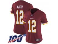 #12 Limited Colt McCoy Burgundy Red Football Home Women's Jersey Washington Redskins Vapor Untouchable 100th Season