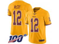 #12 Limited Colt McCoy Gold Football Men's Jersey Washington Redskins Rush Vapor Untouchable 100th Season