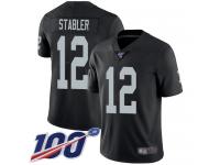 #12 Limited Kenny Stabler Black Football Home Men's Jersey Oakland Raiders Vapor Untouchable 100th Season