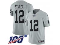 #12 Limited Kenny Stabler Silver Football Men's Jersey Oakland Raiders Inverted Legend 100th Season