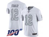 #12 Limited Kenny Stabler White Football Youth Jersey Oakland Raiders Rush Vapor Untouchable 100th Season