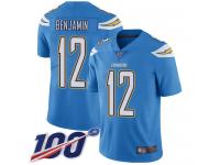 #12 Limited Travis Benjamin Electric Blue Football Alternate Youth Jersey Los Angeles Chargers Vapor Untouchable 100th Season