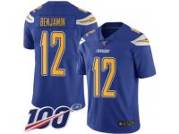 #12 Limited Travis Benjamin Electric Blue Football Youth Jersey Los Angeles Chargers Rush Vapor Untouchable 100th Season