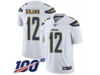 #12 Limited Travis Benjamin White Football Road Youth Jersey Los Angeles Chargers Vapor Untouchable 100th Season