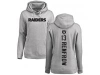 #13 Hunter Renfrow Ash Football Backer Women's Oakland Raiders Pullover Hoodie