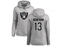 #13 Hunter Renfrow Ash Football Name & Number Logo Women's Oakland Raiders Pullover Hoodie