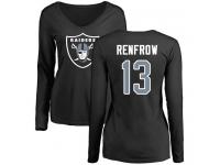 #13 Hunter Renfrow Olive Football Name & Number Logo Women's Oakland Raiders Long Sleeve T-Shirt