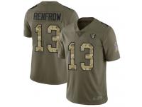 #13 Limited Hunter Renfrow Olive Camo Football Men's Jersey Oakland Raiders 2017 Salute to Service