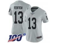 #13 Limited Hunter Renfrow Silver Football Women's Jersey Oakland Raiders Inverted Legend 100th Season