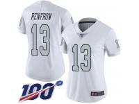 #13 Limited Hunter Renfrow White Football Women's Jersey Oakland Raiders Rush Vapor Untouchable 100th Season