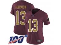 #13 Limited Kelvin Harmon Burgundy Red Football Alternate Women's Jersey Washington Redskins Vapor Untouchable 100th Season 80th Anniversary