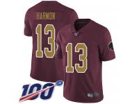 #13 Limited Kelvin Harmon Burgundy Red Football Alternate Youth Jersey Washington Redskins Vapor Untouchable 100th Season 80th Anniversary