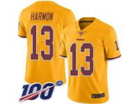 #13 Limited Kelvin Harmon Gold Football Men's Jersey Washington Redskins Rush Vapor Untouchable 100th Season
