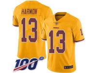 #13 Limited Kelvin Harmon Gold Football Youth Jersey Washington Redskins Rush Vapor Untouchable 100th Season