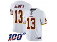 #13 Limited Kelvin Harmon White Football Road Men's Jersey Washington Redskins Vapor Untouchable 100th Season