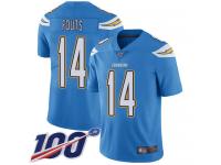 #14 Limited Dan Fouts Electric Blue Football Alternate Youth Jersey Los Angeles Chargers Vapor Untouchable 100th Season