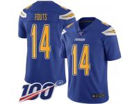 #14 Limited Dan Fouts Electric Blue Football Youth Jersey Los Angeles Chargers Rush Vapor Untouchable 100th Season