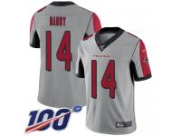 #14 Limited Justin Hardy Silver Football Men's Jersey Atlanta Falcons Inverted Legend Vapor Rush 100th Season