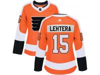 #15 Authentic Jori Lehtera Orange Adidas NHL Home Women's Jersey Philadelphia Flyers
