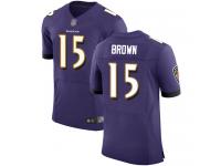 #15 Baltimore Ravens Marquise Brown Elite Men's Home Purple Jersey Football Vapor Untouchable