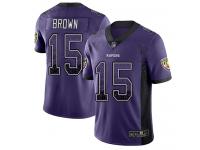 #15 Baltimore Ravens Marquise Brown Limited Men's Purple Jersey Football Rush Drift Fashion
