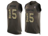 #15 Baltimore Ravens Marquise Brown Men's Green Jersey Football Salute to Service Tank Top