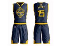 #15  Damian Jones Navy Blue Basketball Youth Golden State Warriors Suit City Edition 2019 Basketball Finals Bound