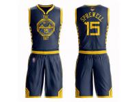 #15  Latrell Sprewell Navy Blue Basketball Men's Golden State Warriors Suit City Edition 2019 Basketball Finals Bound