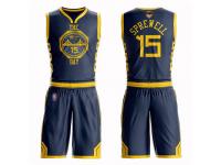 #15  Latrell Sprewell Navy Blue Basketball Youth Golden State Warriors Suit City Edition 2019 Basketball Finals Bound