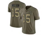 #15 Limited J. J. Nelson Olive Camo Football Youth Jersey Oakland Raiders 2017 Salute to Service