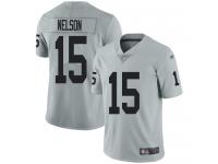 #15 Limited J. J. Nelson Silver Football Men's Jersey Oakland Raiders Inverted Legend