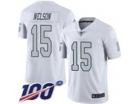 #15 Limited J. J. Nelson White Football Men's Jersey Oakland Raiders Rush Vapor Untouchable 100th Season