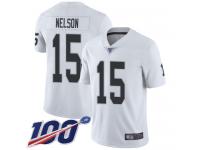 #15 Limited J. J. Nelson White Football Road Youth Jersey Oakland Raiders Vapor Untouchable 100th Season