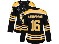 #16 Authentic Derek Sanderson Black Hockey Home Women's Jersey Boston Bruins 2019 Stanley Cup Final Bound