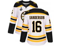 #16 Authentic Derek Sanderson White Hockey Away Women's Jersey Boston Bruins 2019 Stanley Cup Final Bound