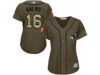 #16 Authentic Freddy Galvis Green Baseball Women's Jersey Toronto Blue Jays Salute to Service