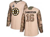 #16 Derek Sanderson Camo Hockey Men's Jersey Boston Bruins Veterans Day Practice 2019 Stanley Cup Final Bound