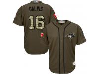 #16 Freddy Galvis Green Baseball Men's Jersey Toronto Blue Jays Salute to Service